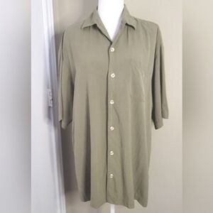 Tommy Bahama Button Down 100% Silk Short Sleeve Shirt, Mens Sz Large